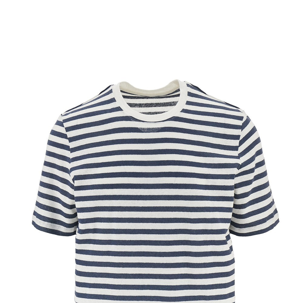 T-shirt in cotone e lino a righe