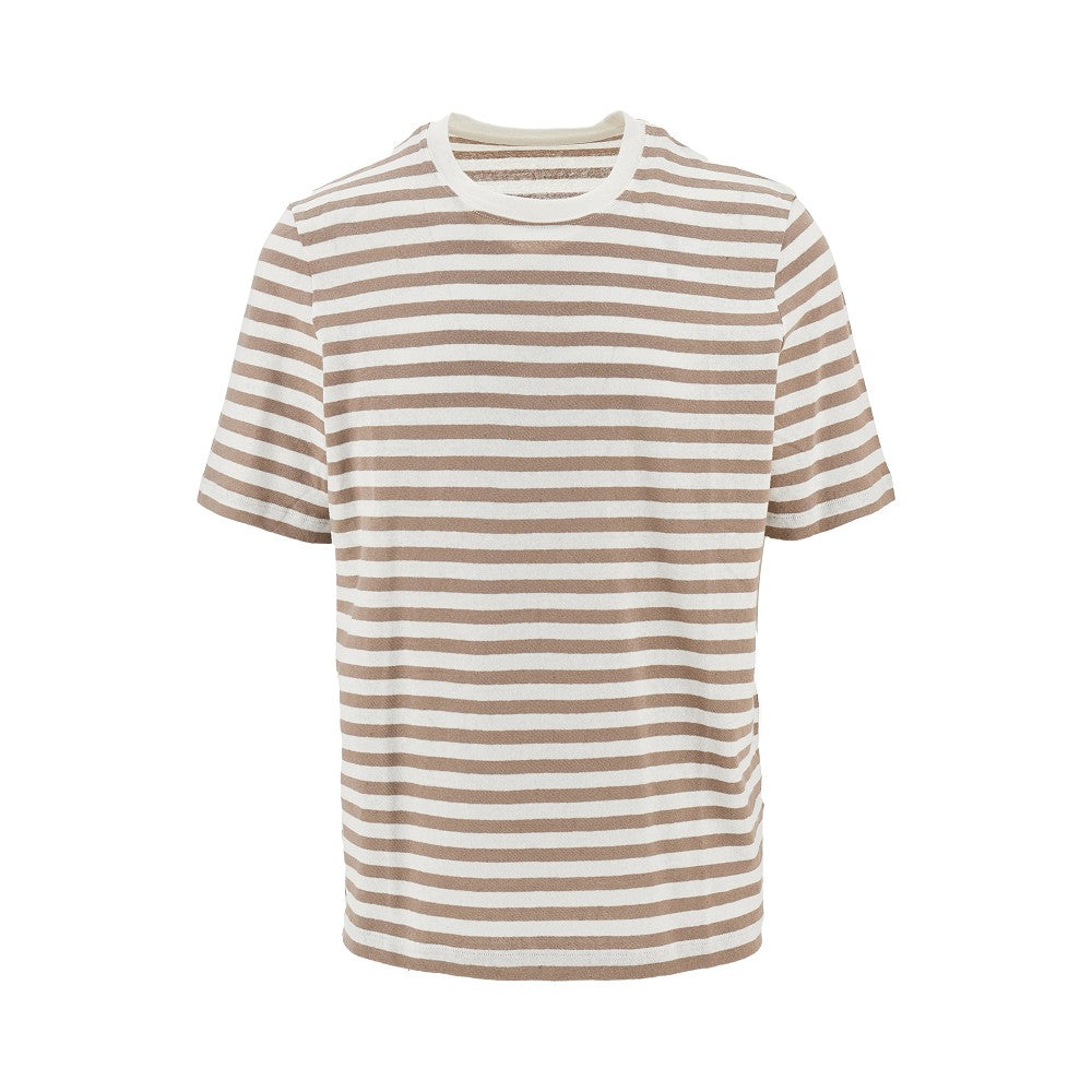 Striped cotton and linen T-shirt