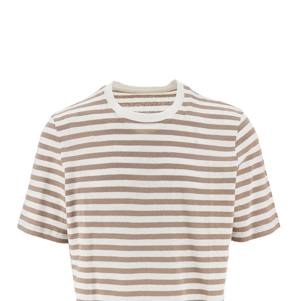 Striped cotton and linen T-shirt