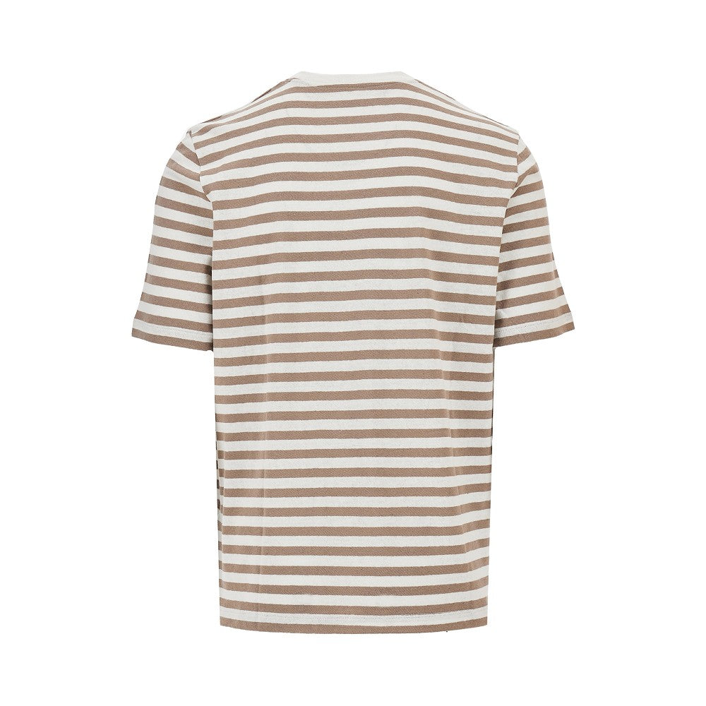 Striped cotton and linen T-shirt