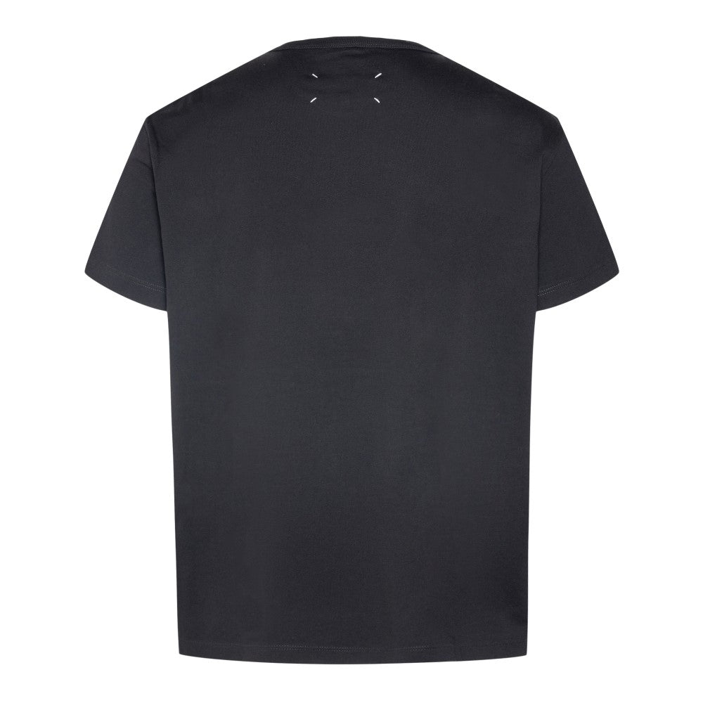 T-shirt in cotone con ricamo logo rovesciato