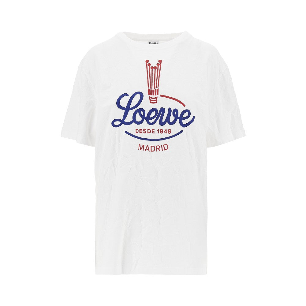 T-shirt in jersey increspato con stampa logo