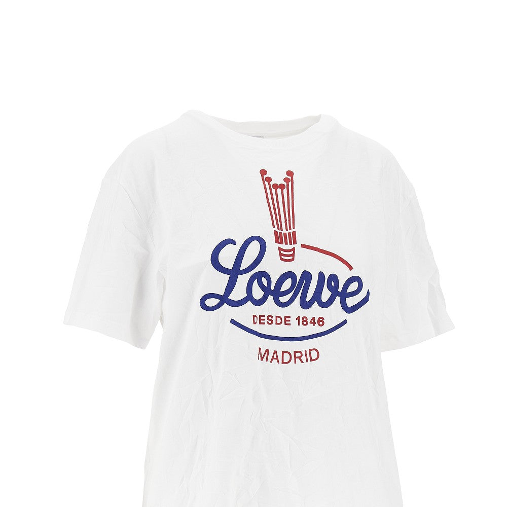 T-shirt in jersey increspato con stampa logo