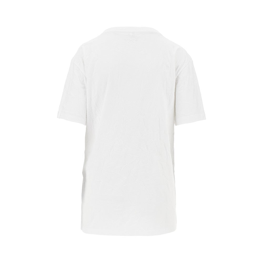 T-shirt in jersey increspato con stampa logo