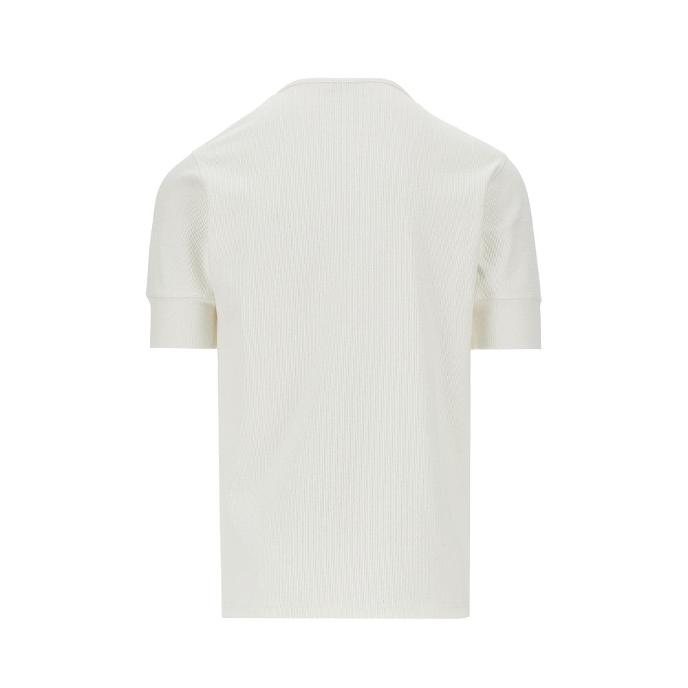 T-shirt a costine con scollo Henley