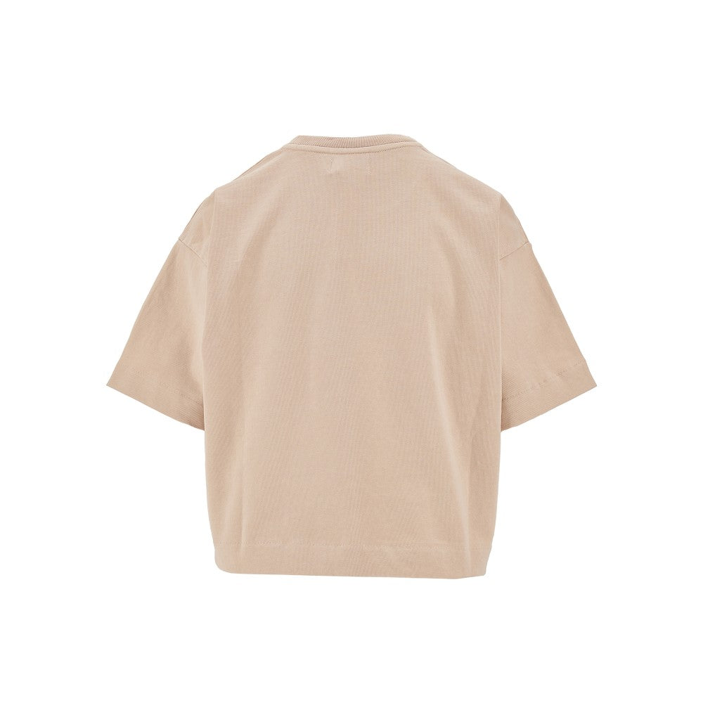 T-shirt cropped con logo impresso