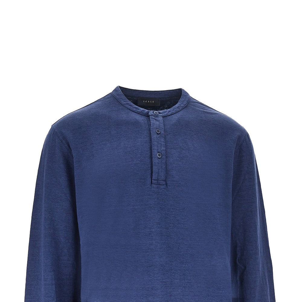'Henley Deck' linen jersey T-shirt