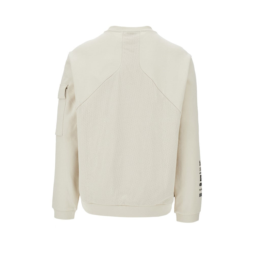 Crewneck sweatshirt with mesh insert