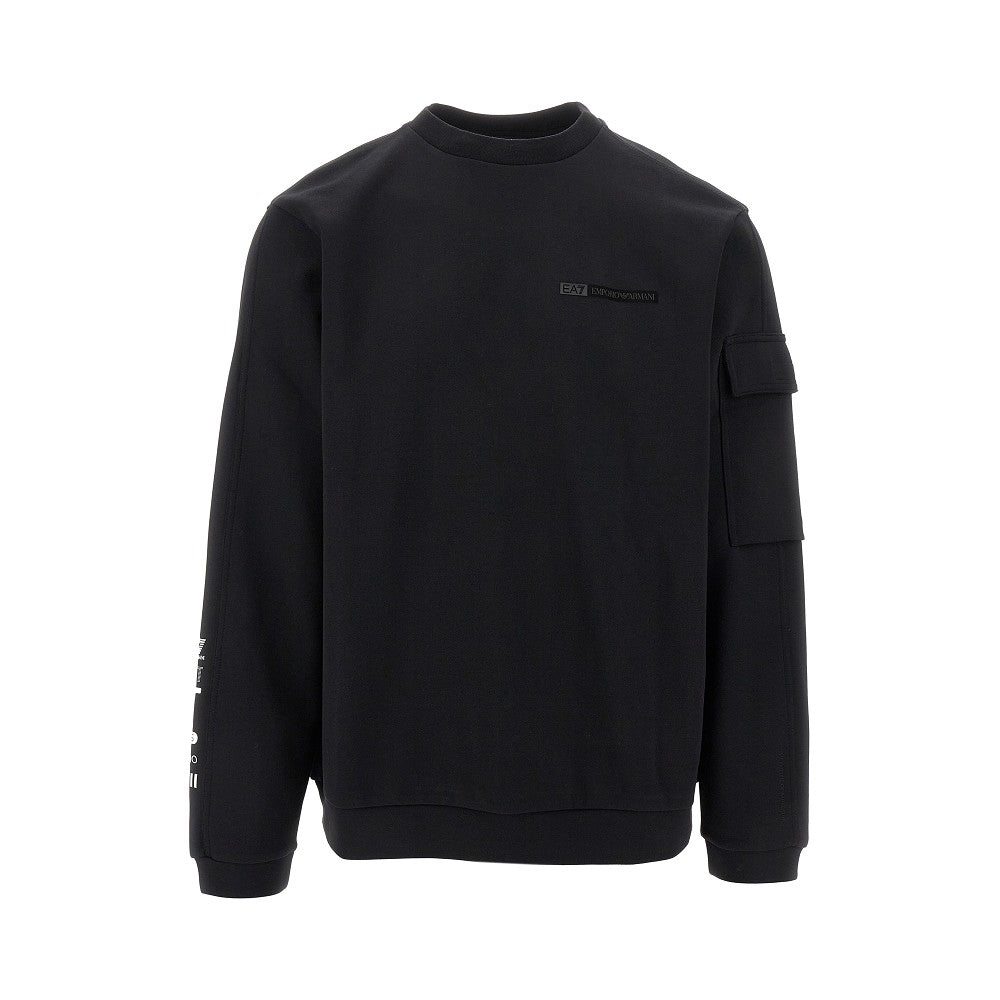 Crewneck sweatshirt with mesh insert