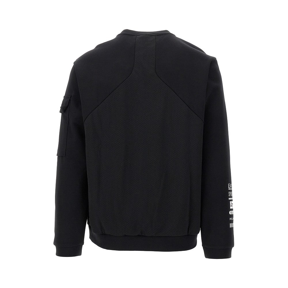 Crewneck sweatshirt with mesh insert