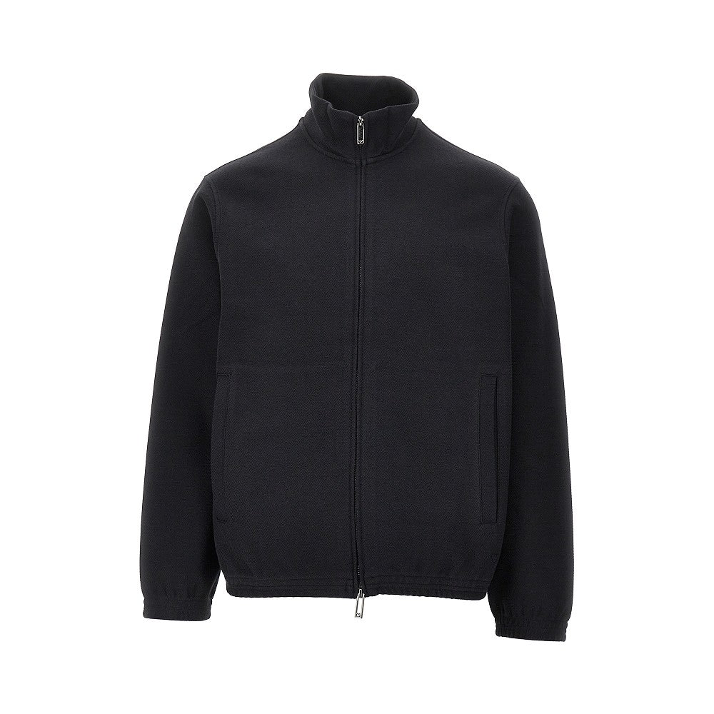 Felpa full-zip in jersey interlock jacquard