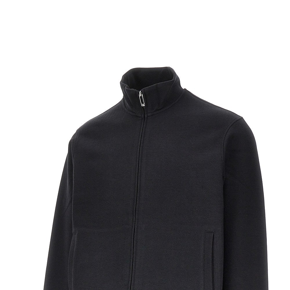 Felpa full-zip in jersey interlock jacquard