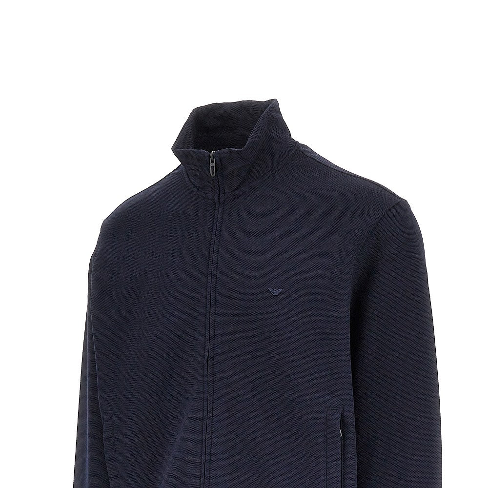 Felpa full-zip in jersey piquet
