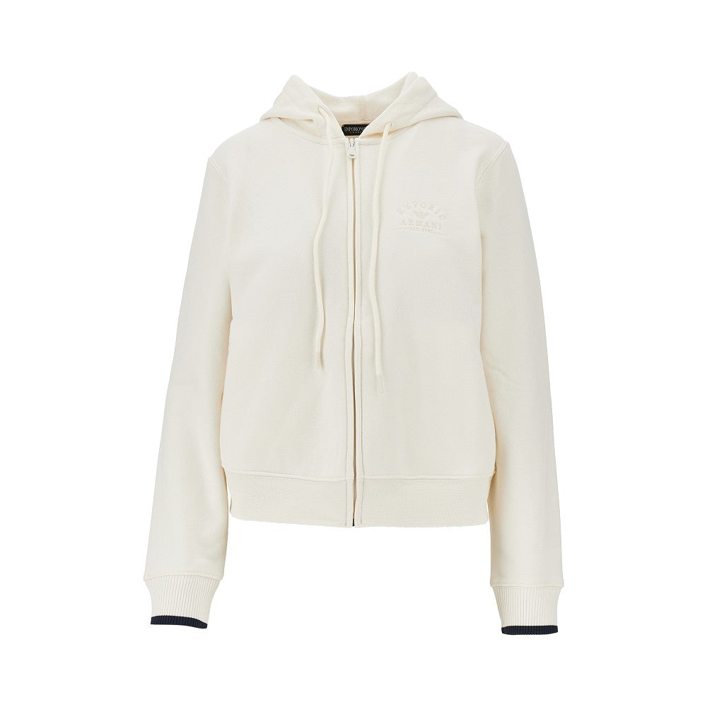 Logo embroidery full-zip hoodie