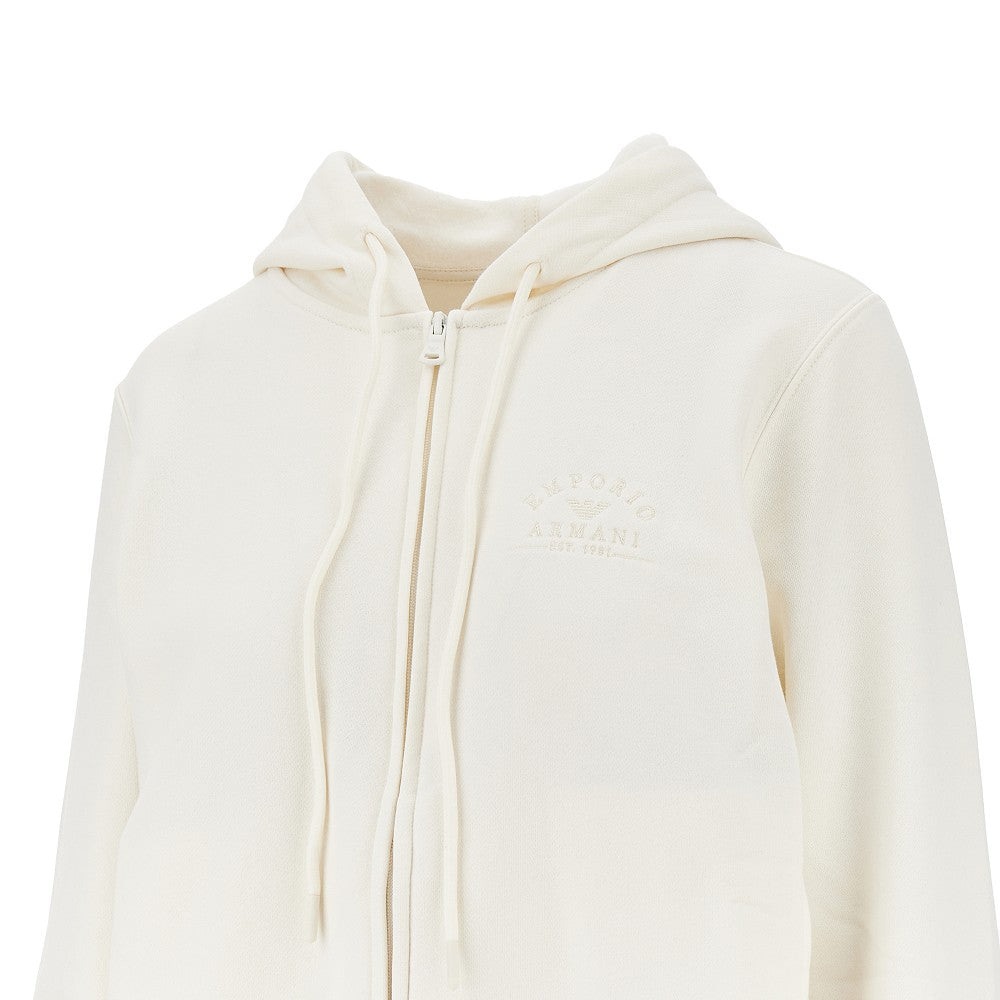 Logo embroidery full-zip hoodie