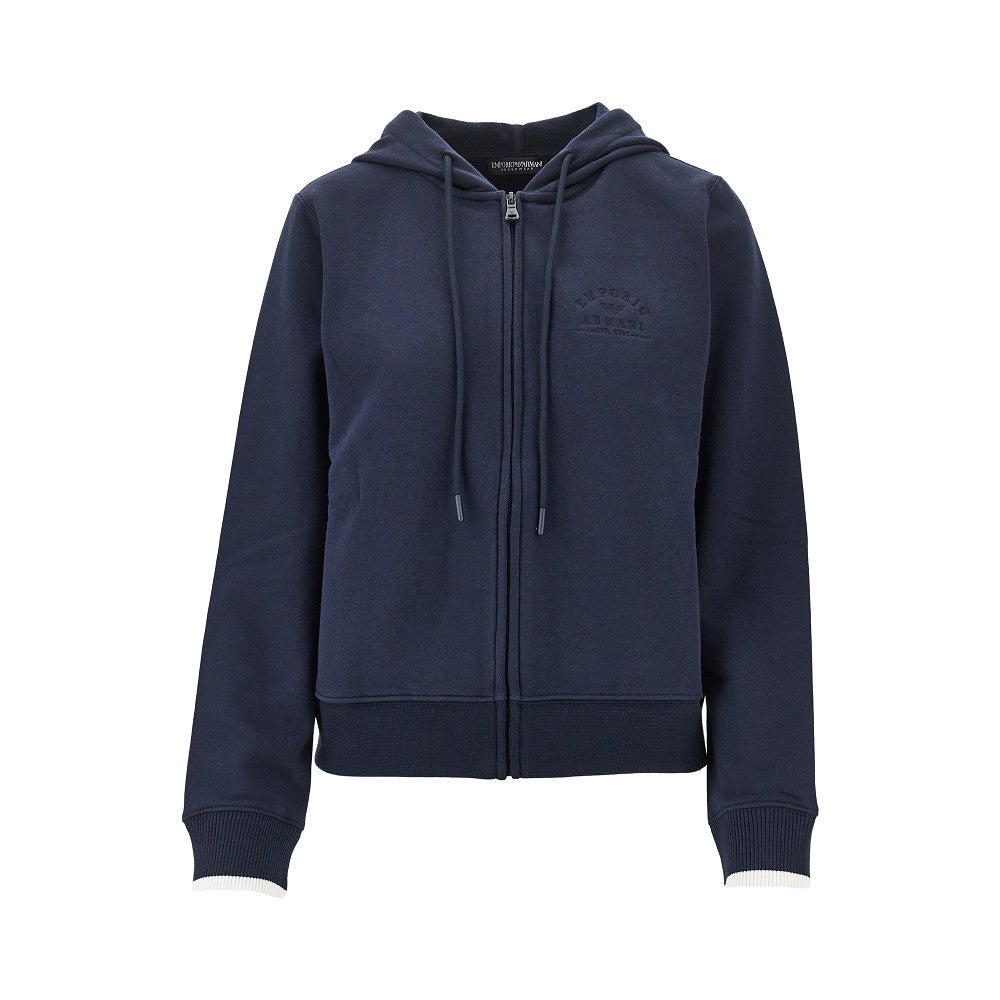 Logo embroidery full-zip hoodie