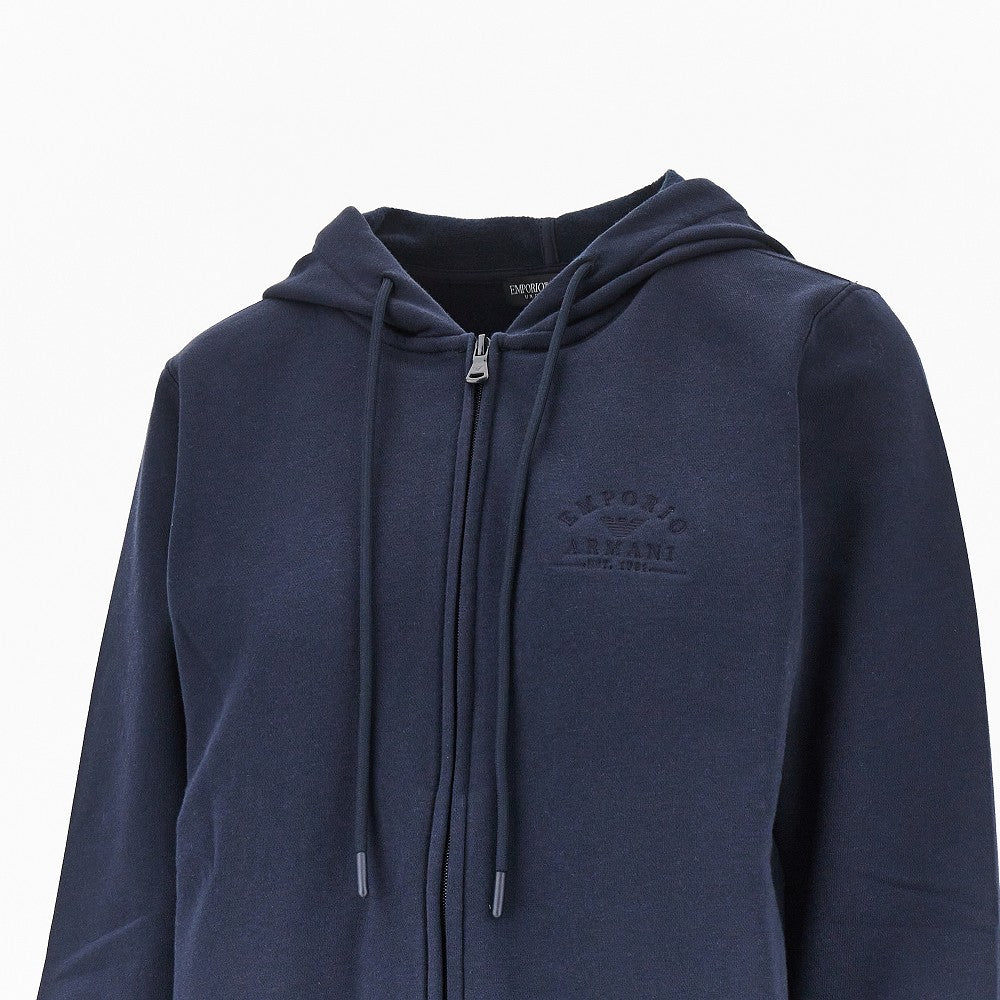 Logo embroidery full-zip hoodie