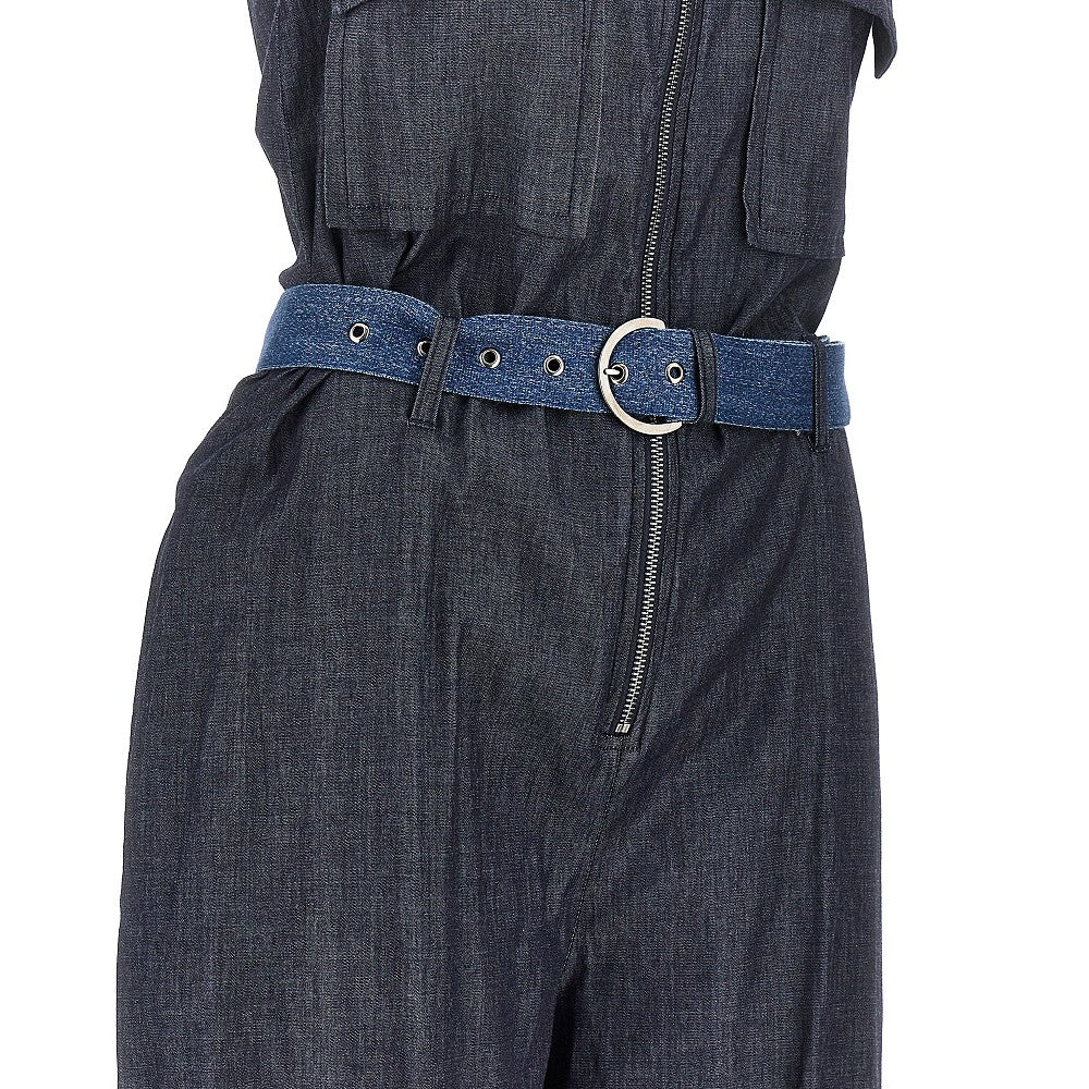 Jumpsuit in denim leggero con cintura