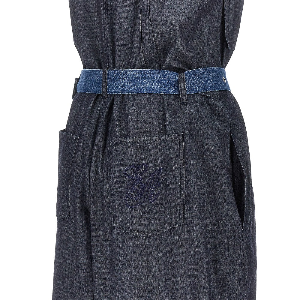Jumpsuit in denim leggero con cintura