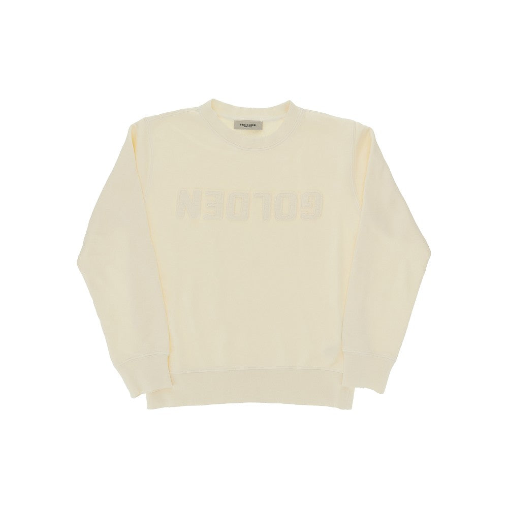Felpa in french terry con logo ricamato