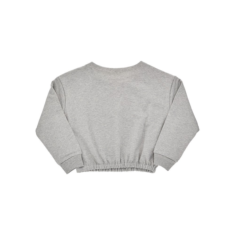 Felpa cropped in cotone mélange