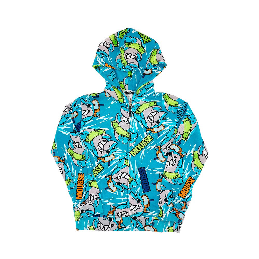 Save Shark print full-zip hoodie