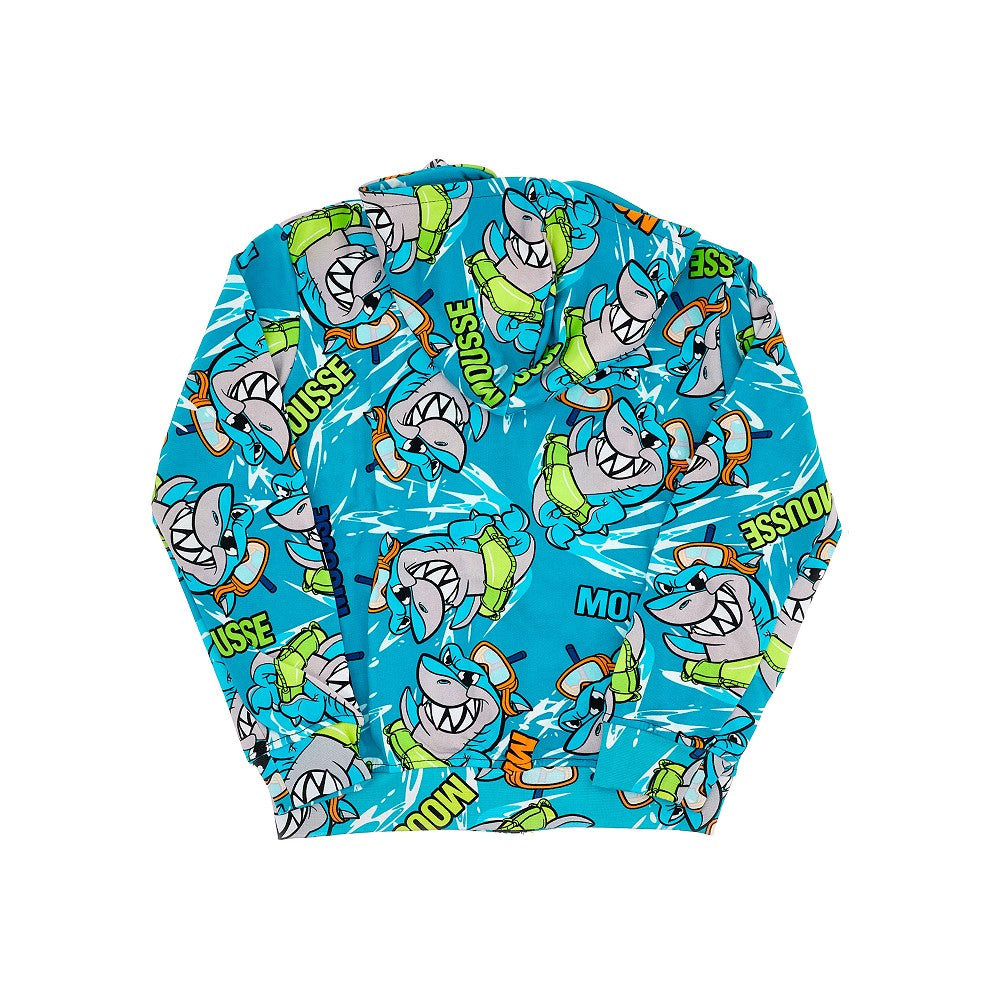Save Shark print full-zip hoodie