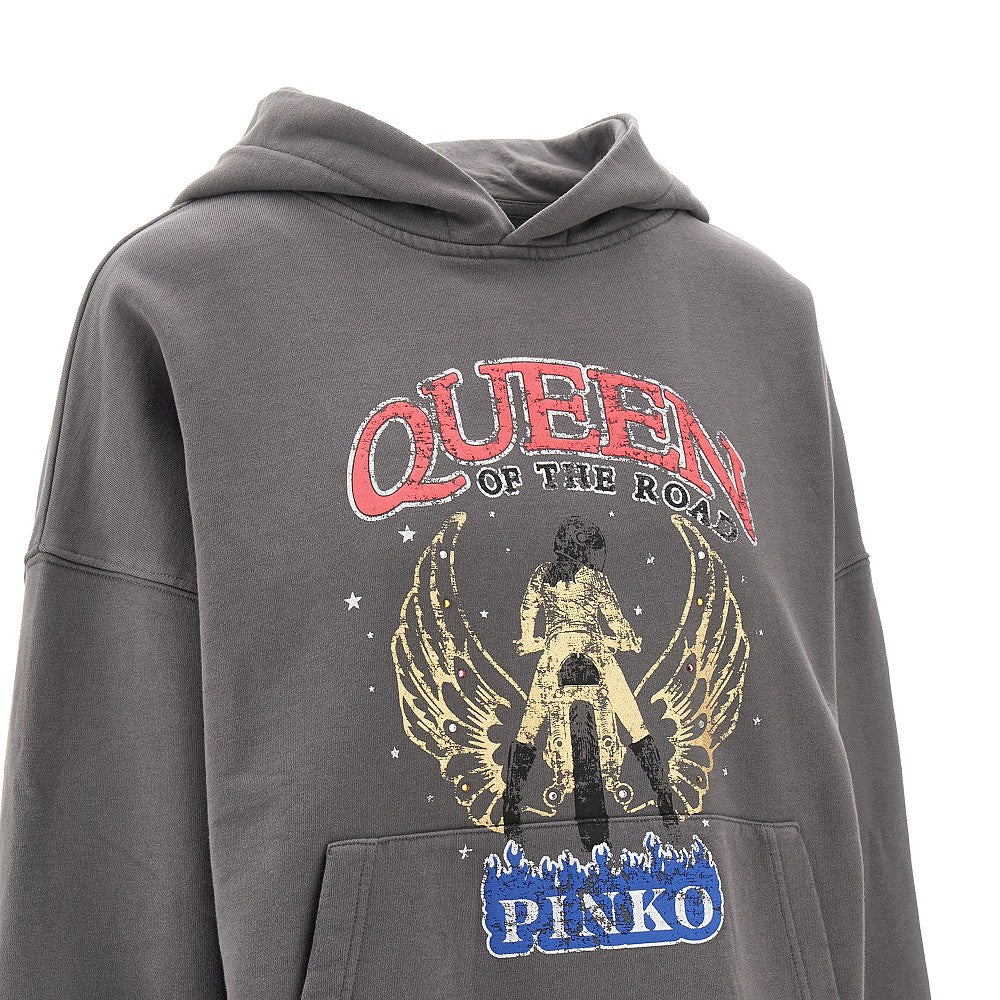 Queen of The Road print oversized hoodie
