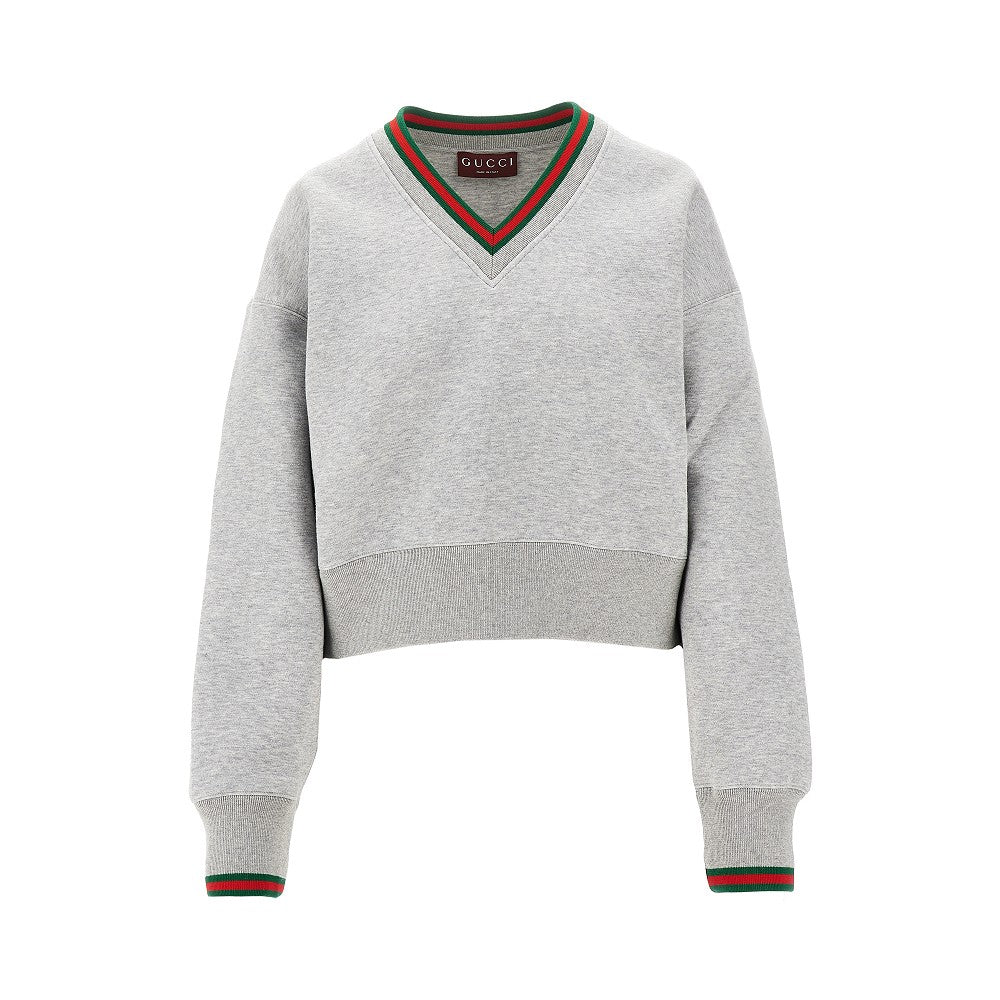 V-neck sweatshirt with Web trims