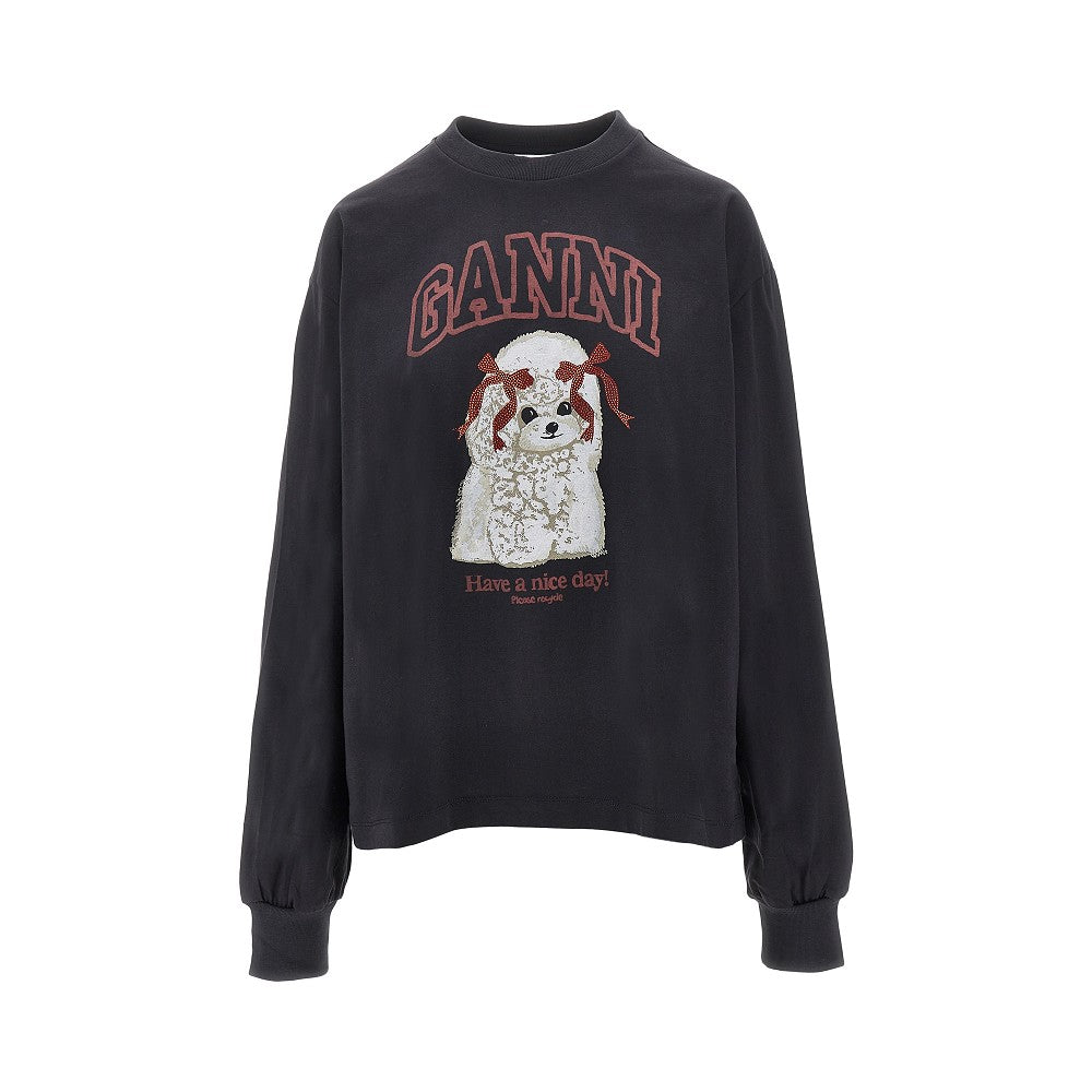 T-shirt a manica lunga con stampa Poodle