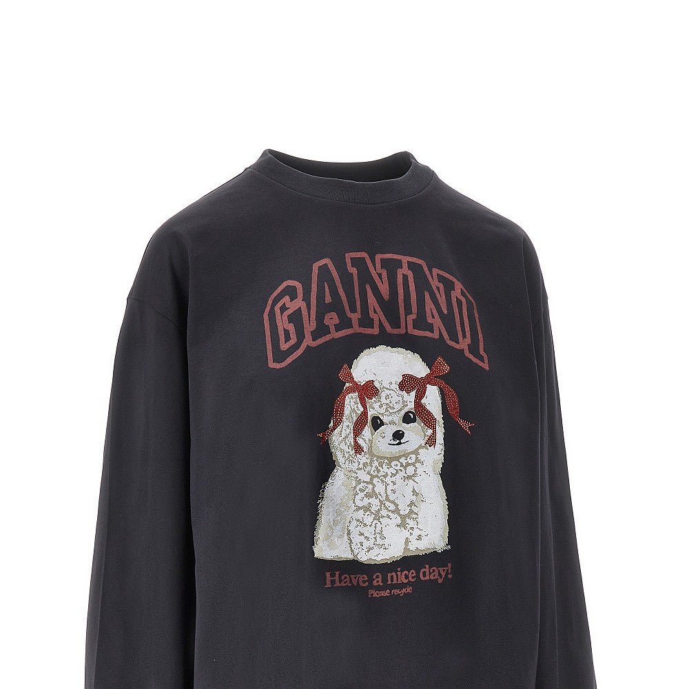 T-shirt a manica lunga con stampa Poodle