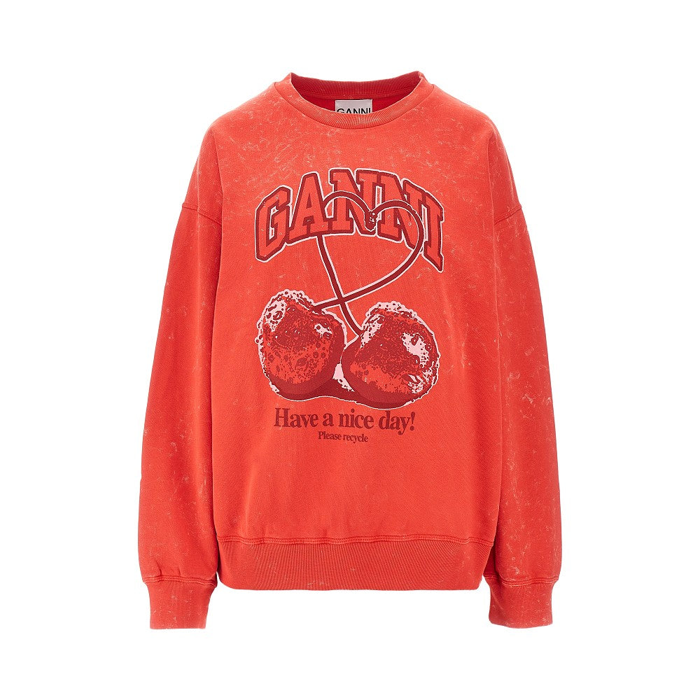 Cotton sweatshirt with 'Cherry' print