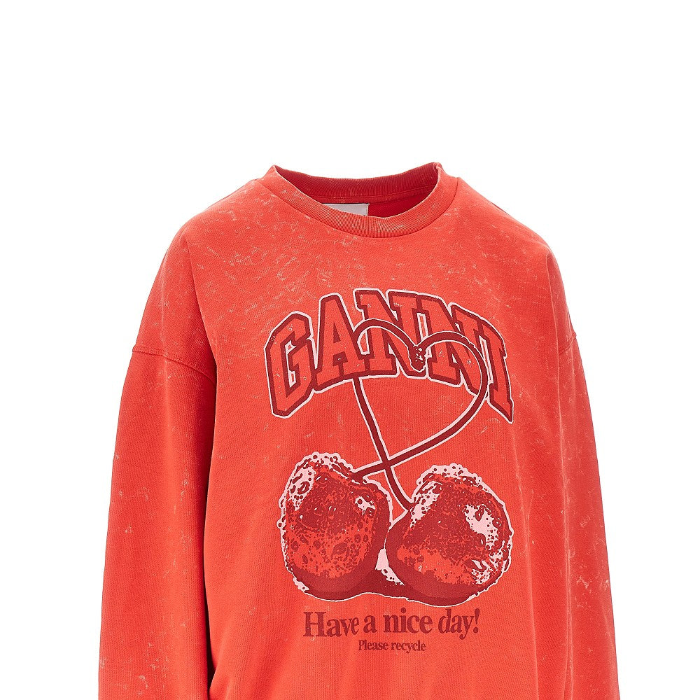 Cotton sweatshirt with 'Cherry' print