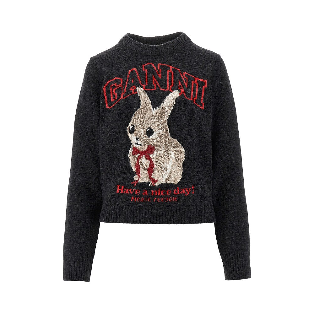 Pullover in misto lana con intarsio