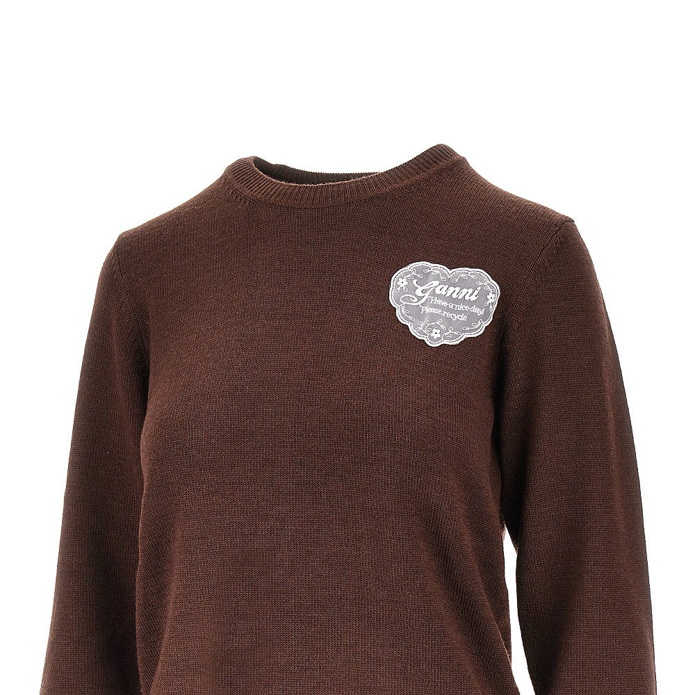 Pullover in maglia con logo in pizzo