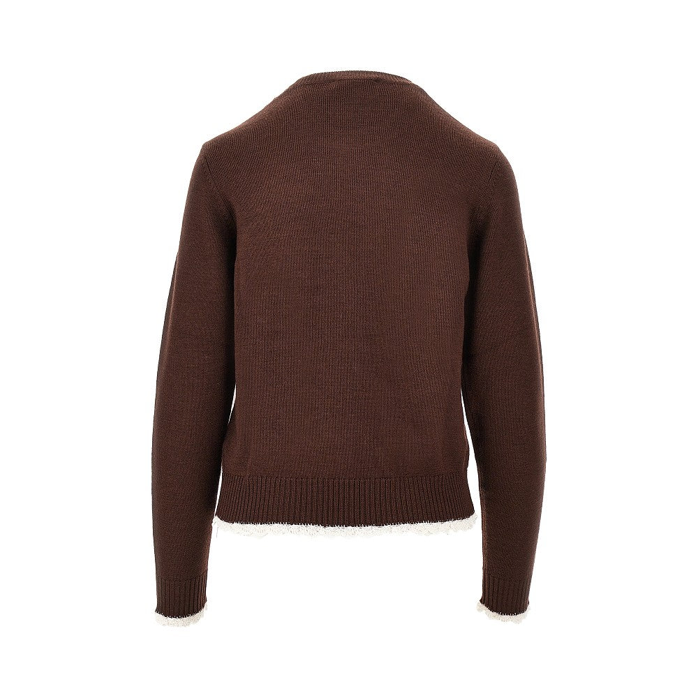 Pullover in maglia con logo in pizzo