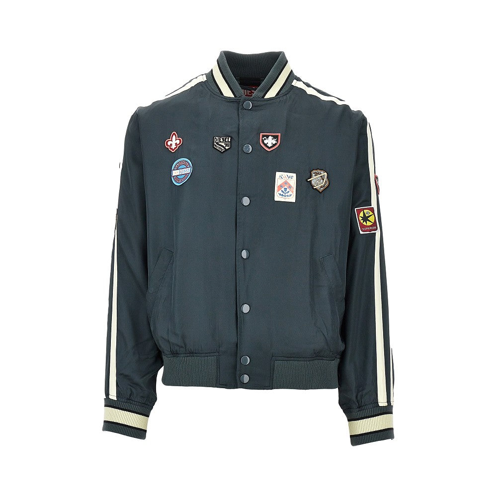 Track jacket in raso con patches