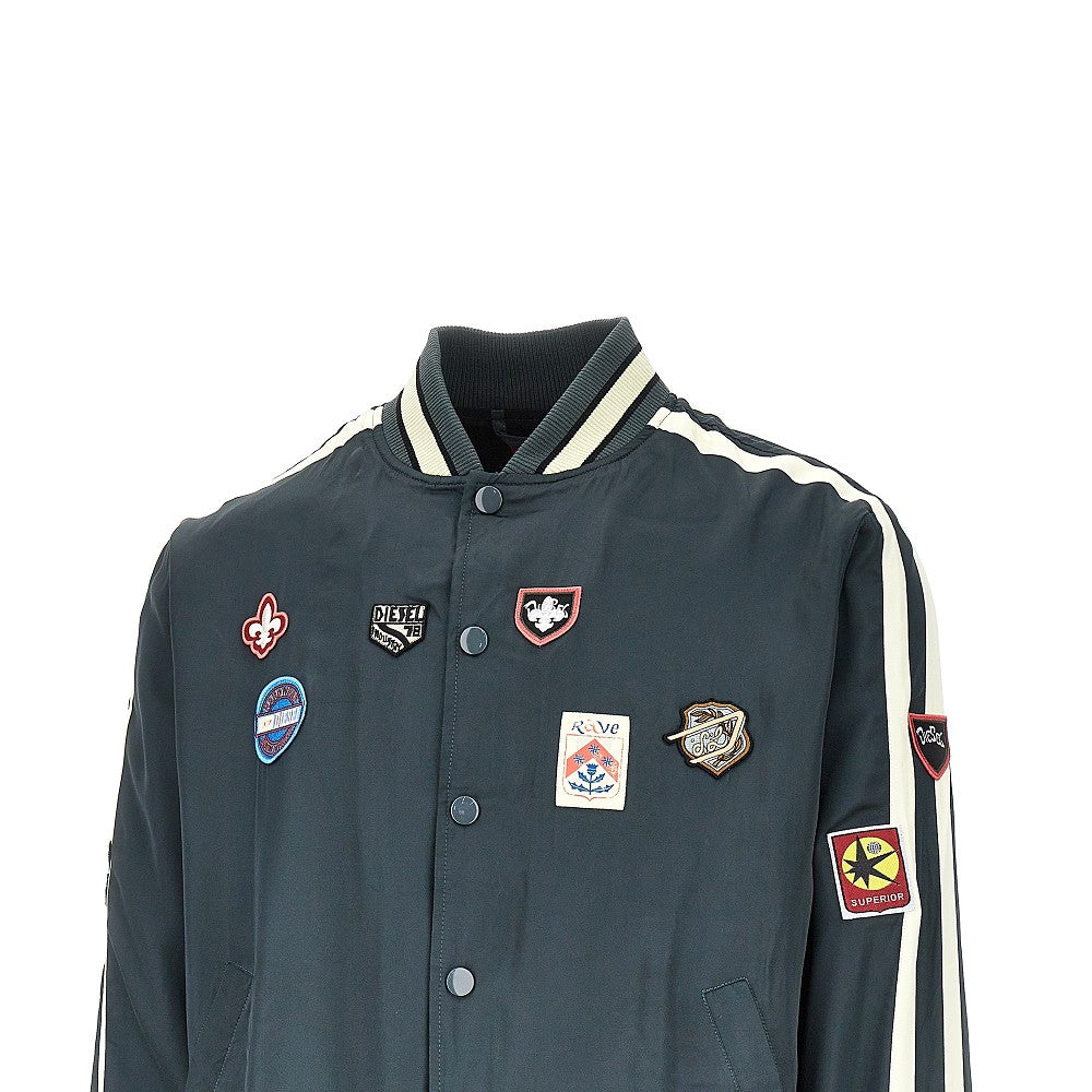 Track jacket in raso con patches