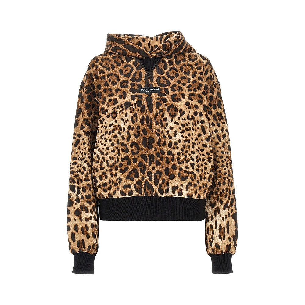 Felpa stampa animalier con cappuccio
