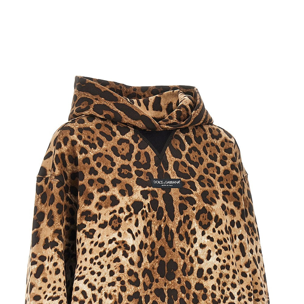 Felpa stampa animalier con cappuccio