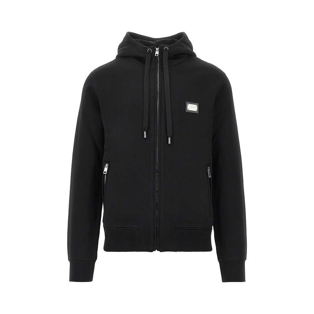 Felpa full-zip con placchetta logo