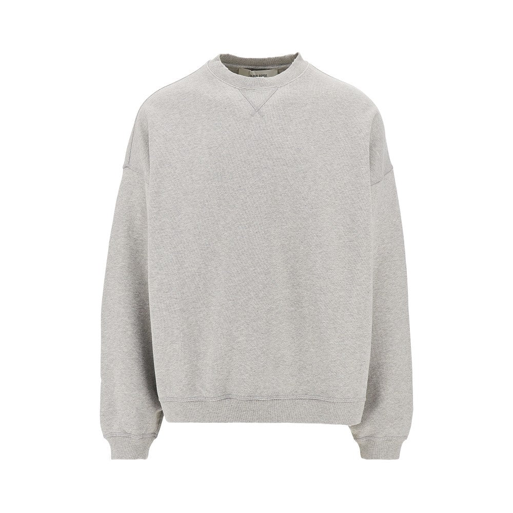 Cotton sweatshirt with bouclé fabric logo