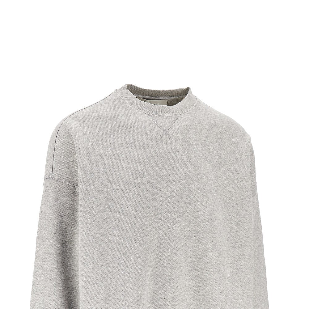 Cotton sweatshirt with bouclé fabric logo