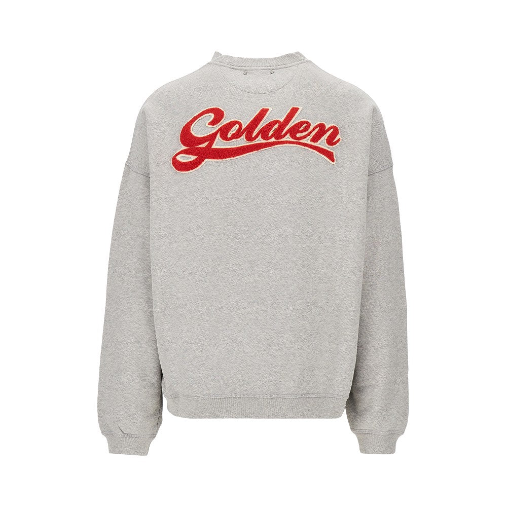 Cotton sweatshirt with bouclé fabric logo