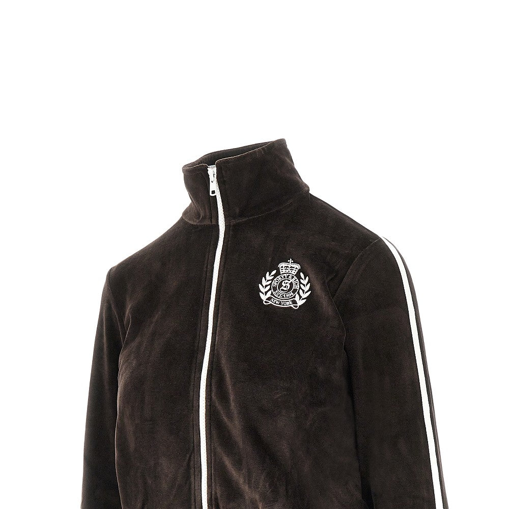 'Crown Tennis Elio' velour track jacket