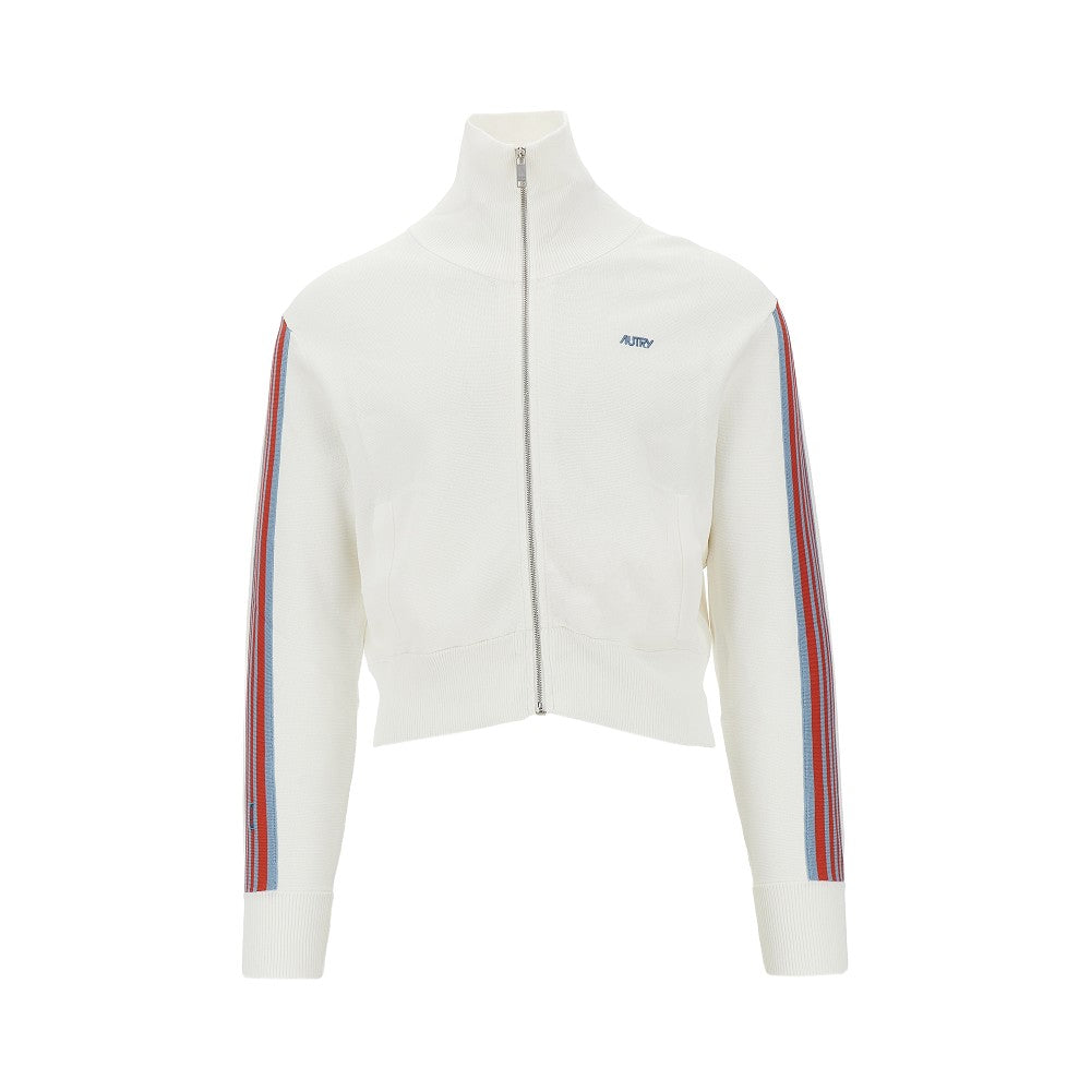 Track jacket in maglia con logo ricamato