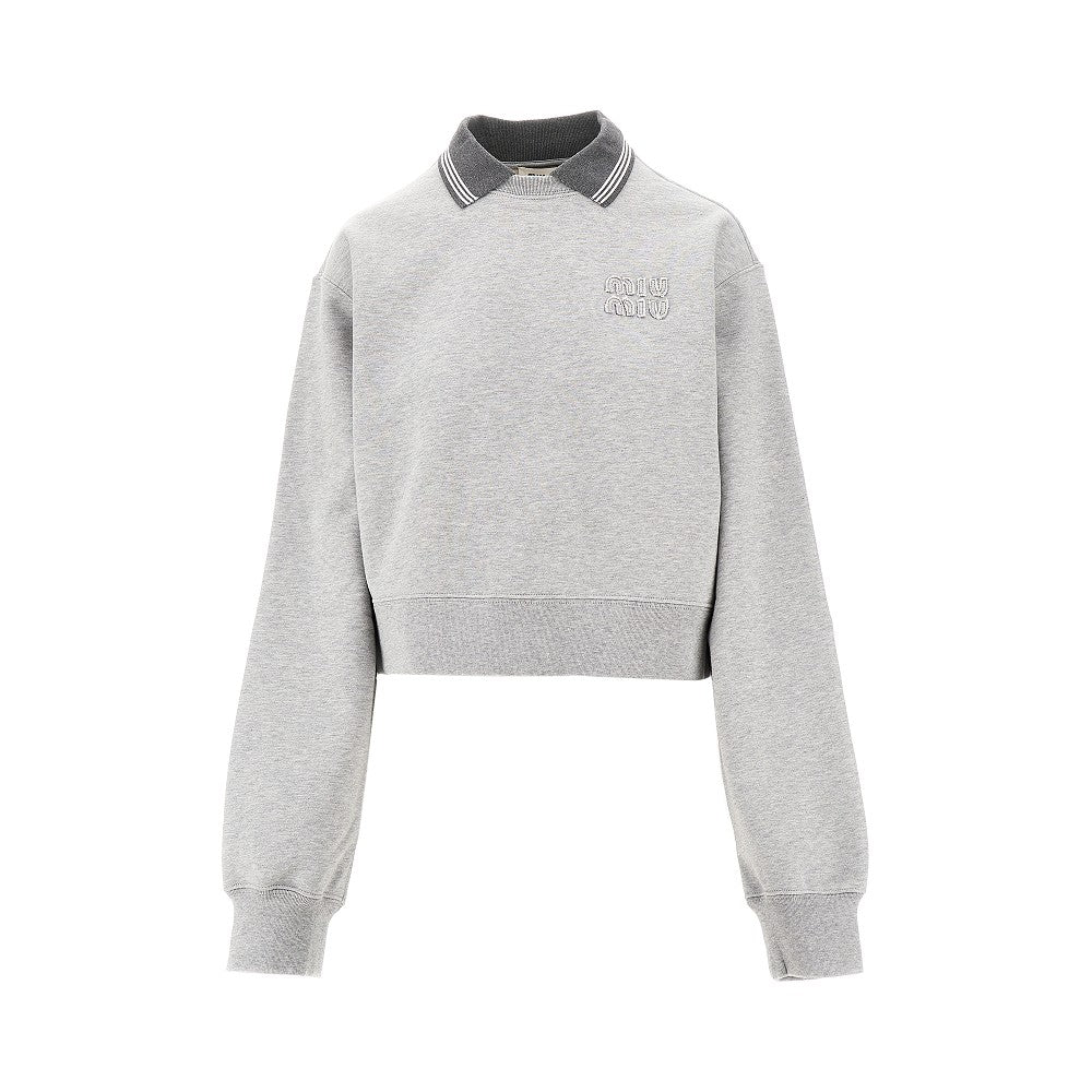 Mélange jersey cropped sweatshirt