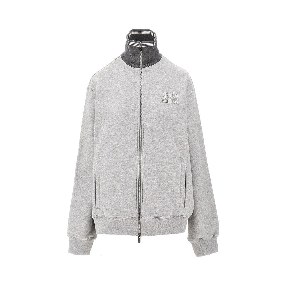 Felpa full-zip in cotone mélange