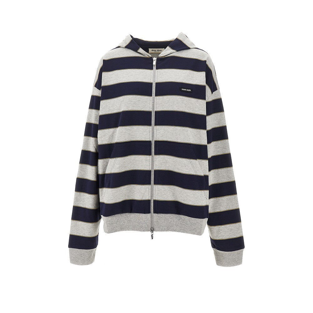 Felpa full-zip in jersey a righe