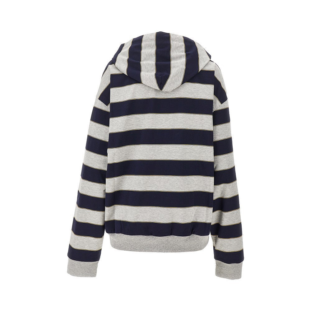 Felpa full-zip in jersey a righe